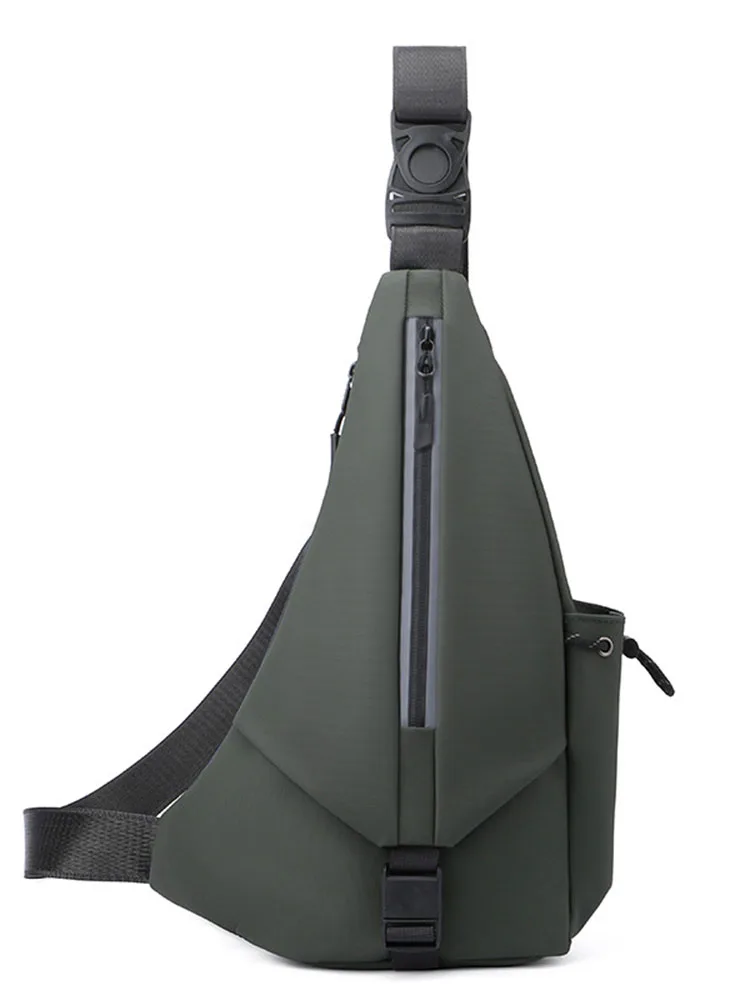 Reflective Male Shoulder Bags Travel Crossbody Bags Men Chest Bag for School Trip Waterproof Nylon Messenger Bag Black Green