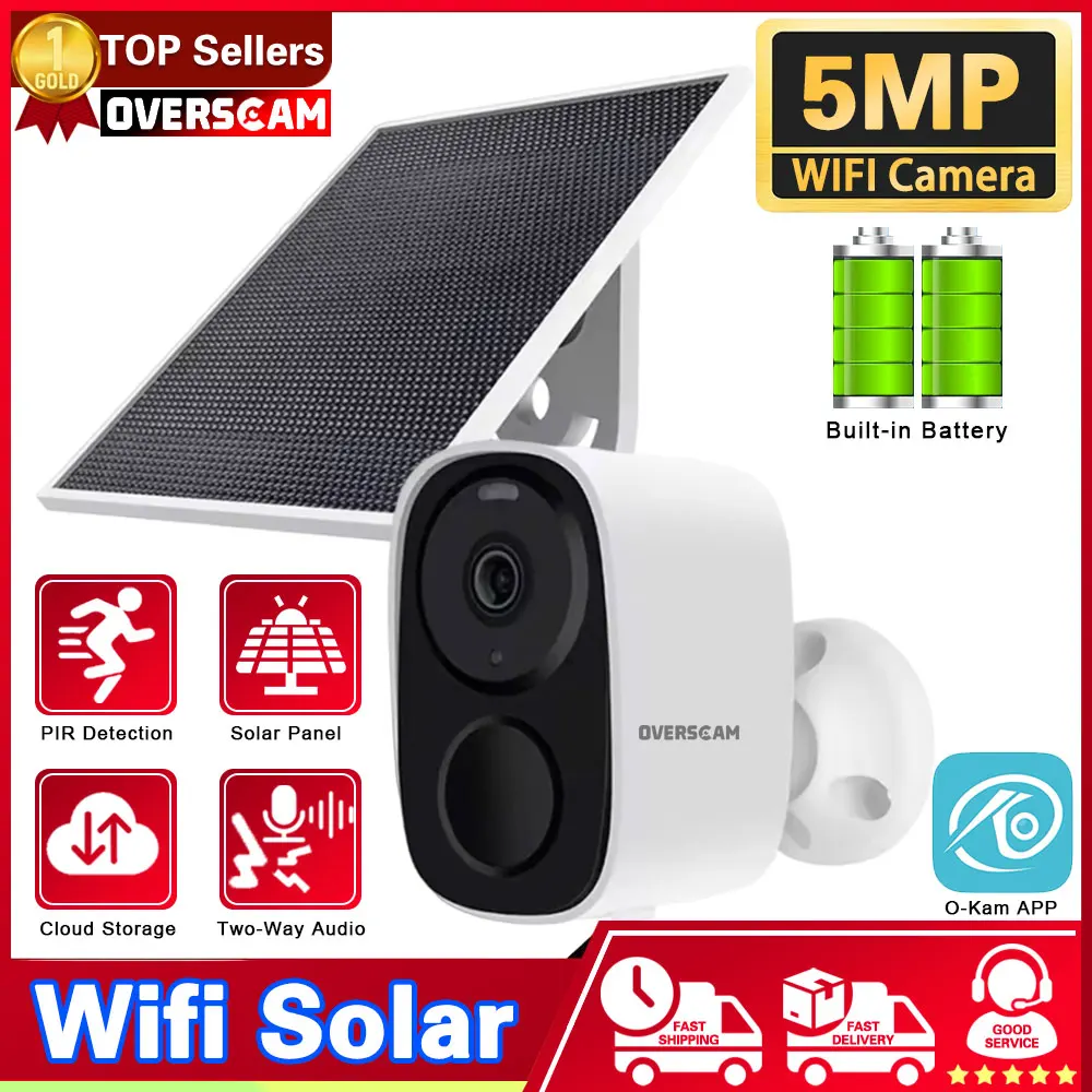 

5MP Solar WIFI Audio PIR Detection Built-in Battery Low Powered Home Security Surveillance Camera CloudStorage Long Time Standby