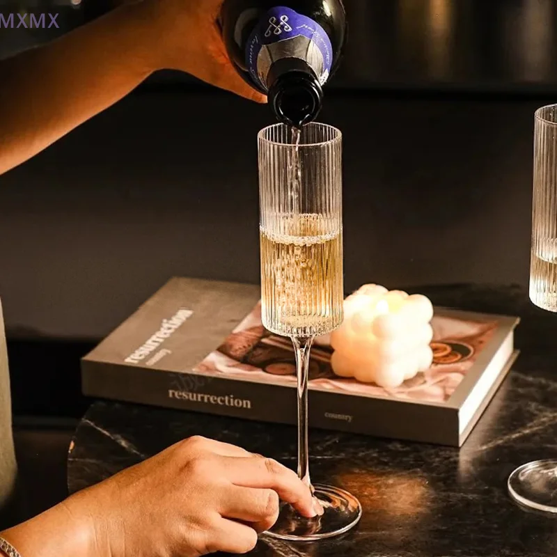 Immagine 6: Calice di plastica trasparente a strisce da 175 ml Bicchiere da vino infrangibile Tazza da champagne da cocktail di lusso per bicchieri da festa