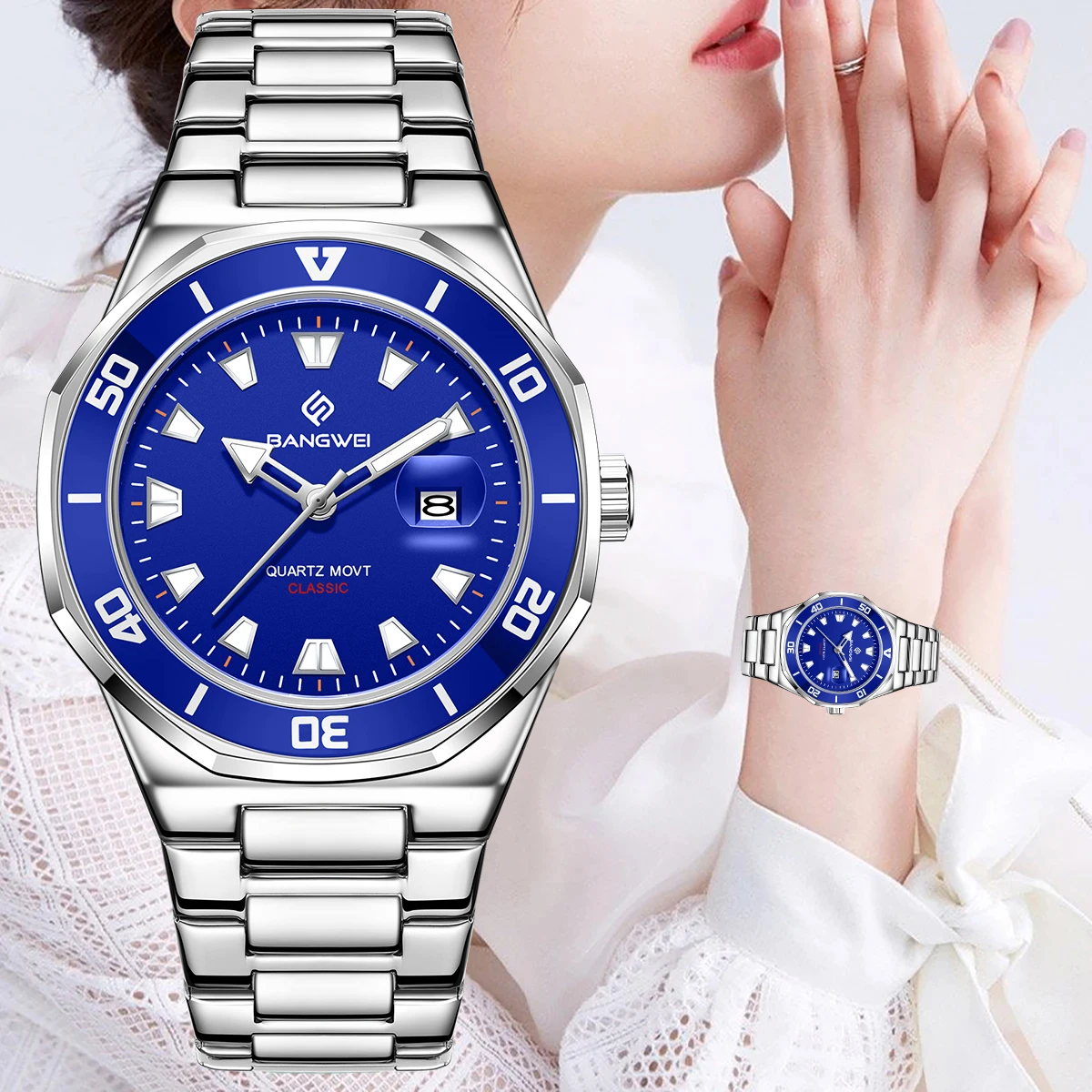 BANGWEI LIGE Elegante Luxo Quartz Mulheres Relógio Simples Moda Banda de Aço À Prova D 'Água Casual Data Senhoras Relógios Relogio feminino