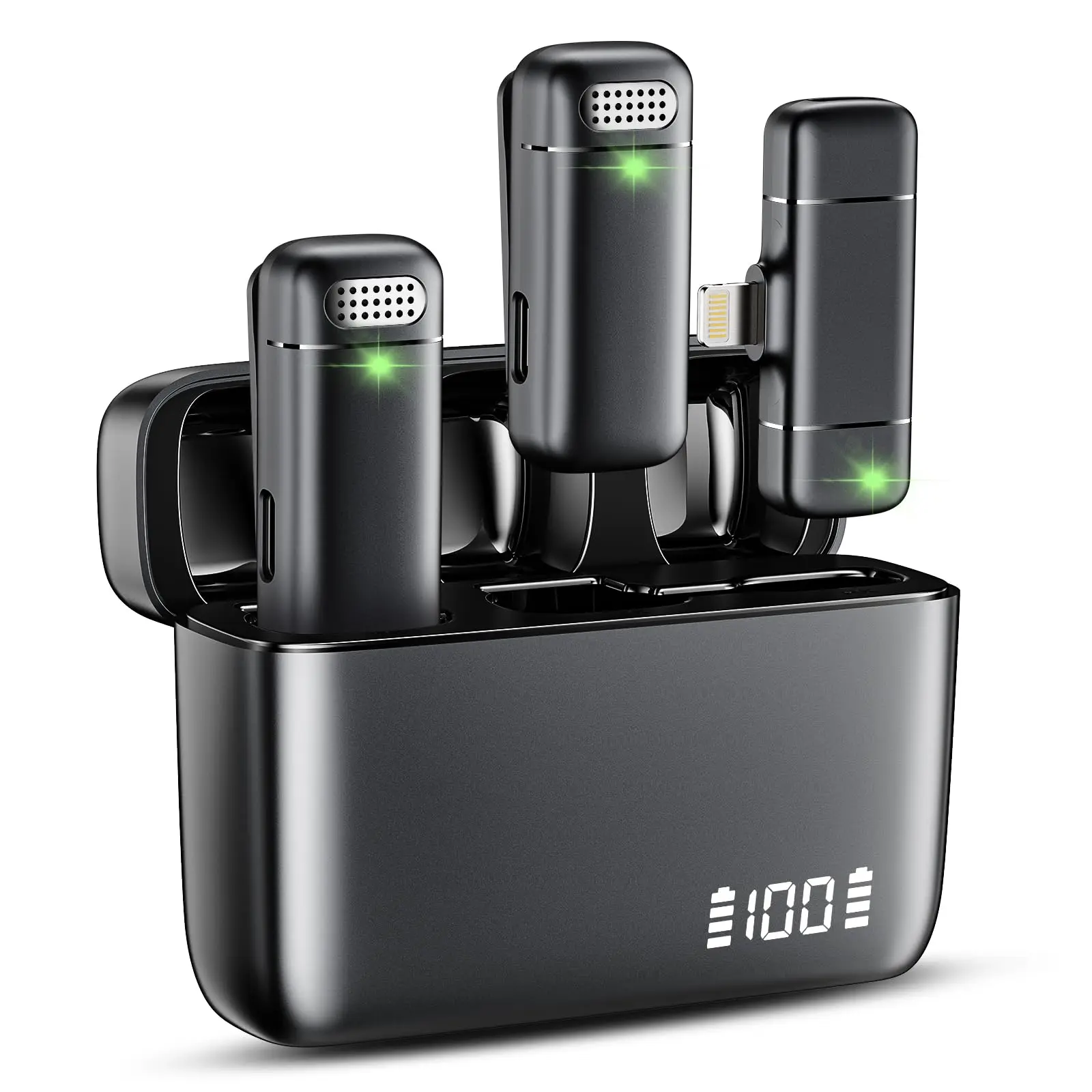 ميكروفون صغير لاسلكي Lavalier Lapel لأجهزة iPhone iPad Tiktok، YouTube، Podcast، Vlog، تسجيل الفيديو، البث المباشر