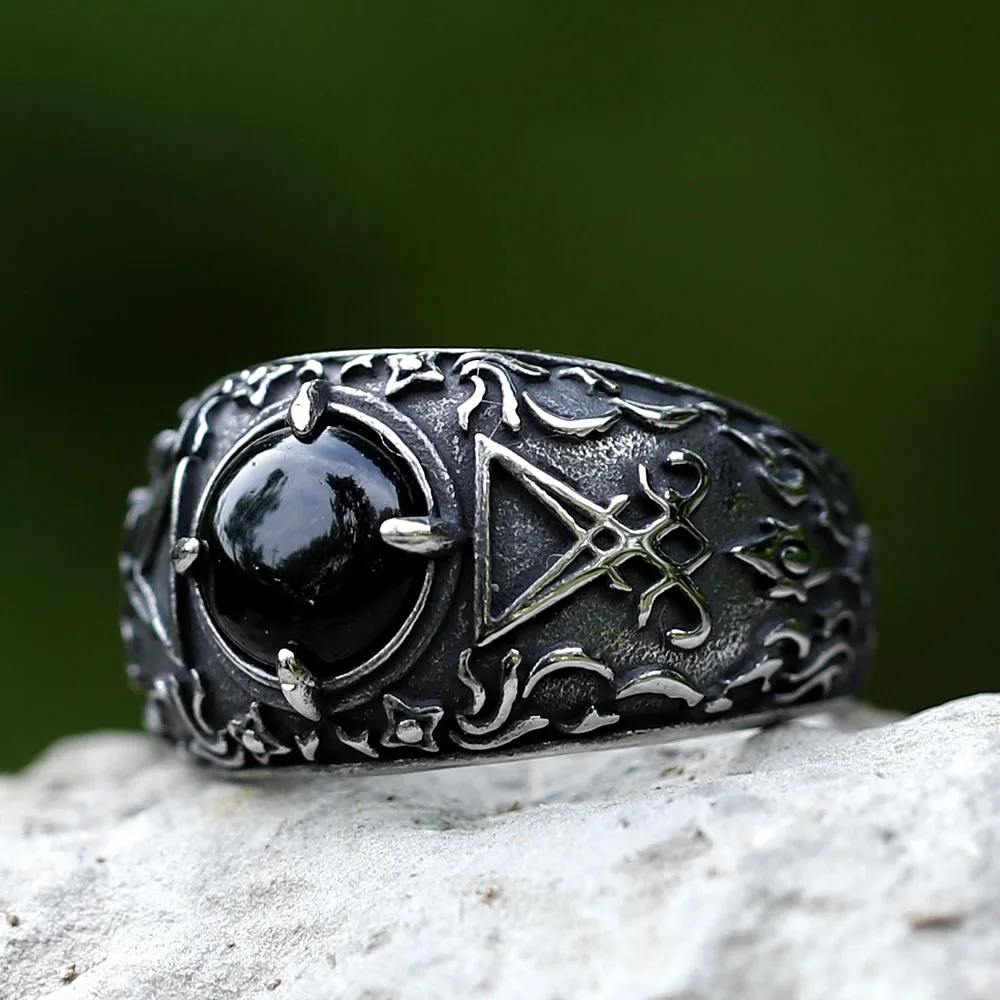 2025 NEUE Herrenringe aus 316L-Edelstahl, Vintage-Lucifer, Satan, Punkrock, Persönlichkeit, Religion, Schmuck, Geschenk, kostenloser Versand
