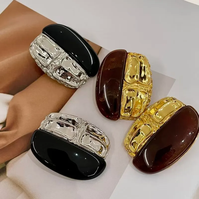 Women's Fashion Square Grid Pattern Earrings with Color Collision Metal Daily Party Accessory Jewelry Stylish Contrast Design