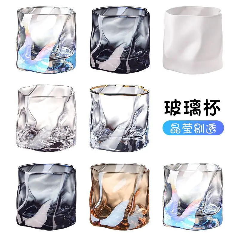 Japanese style home high aesthetic glass cups for drinking water, twisted cup placement rack