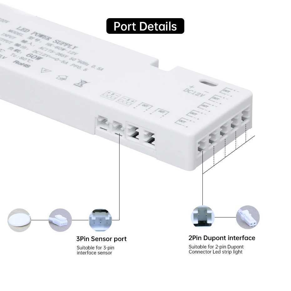 DC12V/24 فولت LED شريط إضاءة الخزانة سائق 24 واط-200 واط الاتحاد الأوروبي/الاتحاد الأفريقي/المملكة المتحدة التوصيل محول التيار الكهربائي AC220V للمنزل خزانة الرف الإضاءة #4