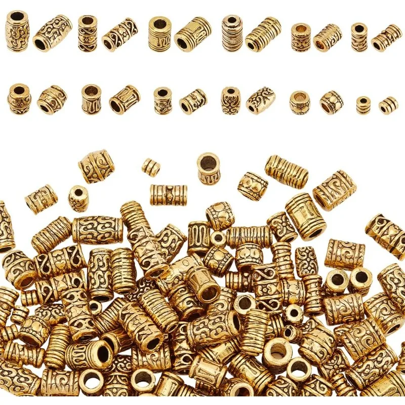 120 قطعة 12 نمط الفواصل الذهبية برميل العمود أنبوب الفواصل الخرز المعادن العتيقة الفواصل الخرز سبائك التبتية فضفاض الخرز لسوار
