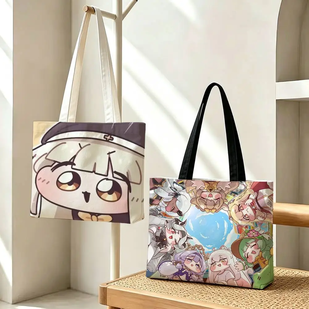 Trickcal Chibi Go G-Game Storage Bags Double-Sided Print Large Tote Bag Durable Beach Picnic Foldable Gift Eco