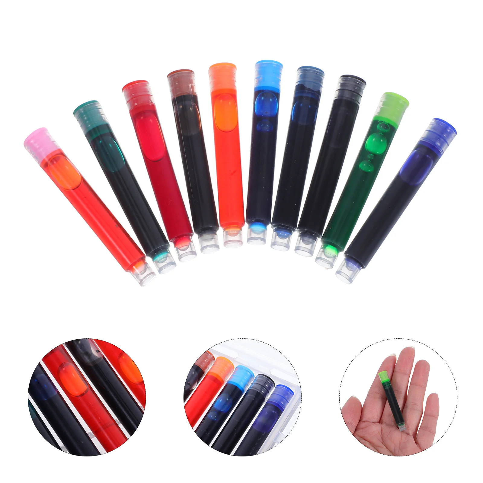 

10 Boxes Replaceable Fountain Pen Ink Cartridge Erasable Smooth Writing Refills for School Office Beginners Writers