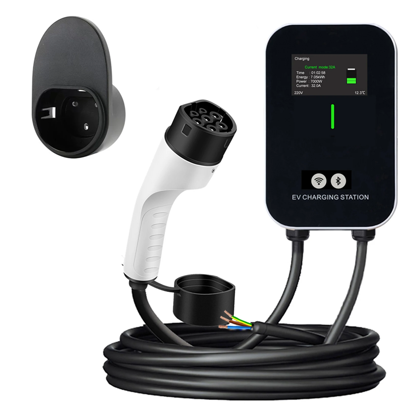 New Energy Electric Vehicle European Standard Charger Post Colourful Screen APP Bluetooth WIFI Version 1/3 Phase 7KW 11KW 22KW