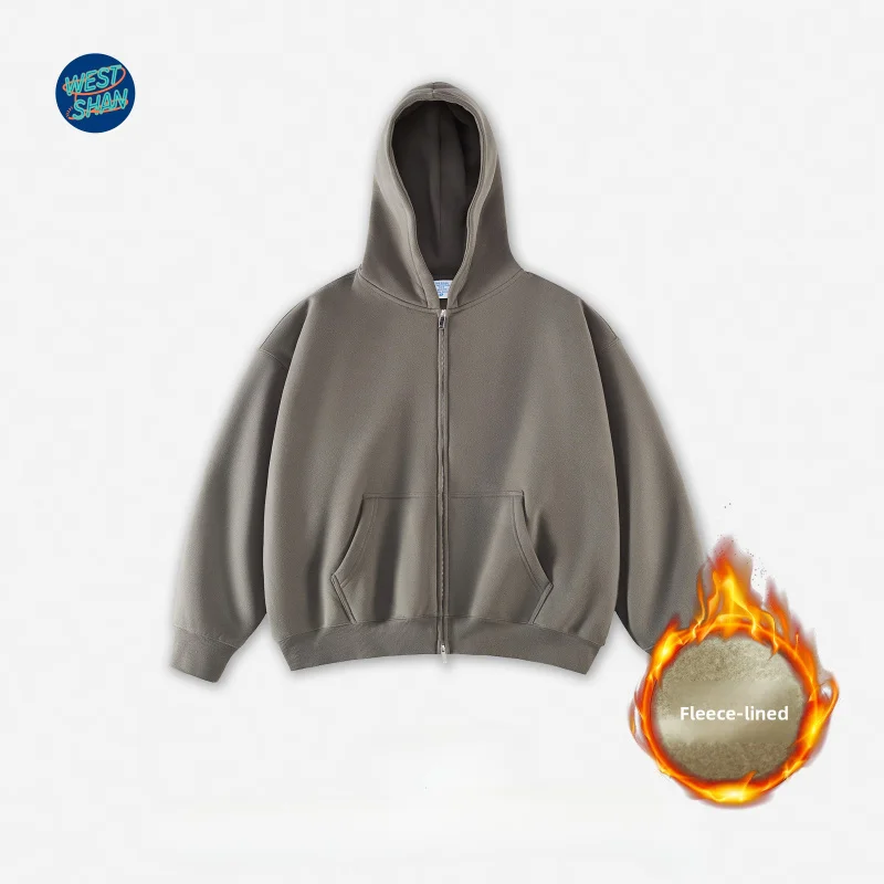 

WESTSHAN Top Quality EU US Size Vintage Men's Clothing 350G Heavyweight Fleece Sweatshirt Zipper Hooded Jacket