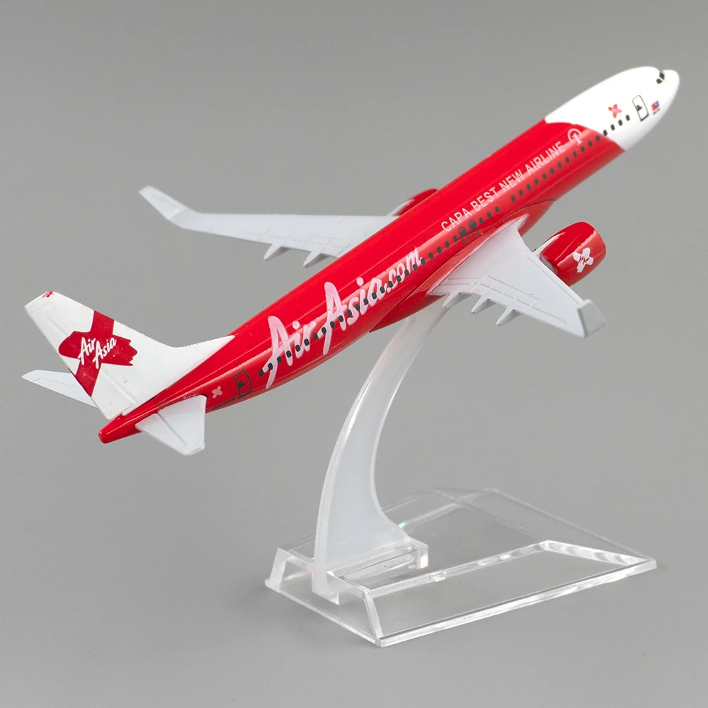 1/400 Scale Alloy Aircraft Boeing 737 Air Asia 16cm B737 Alloy Plane Model Toys Children Kids Gift for Collection