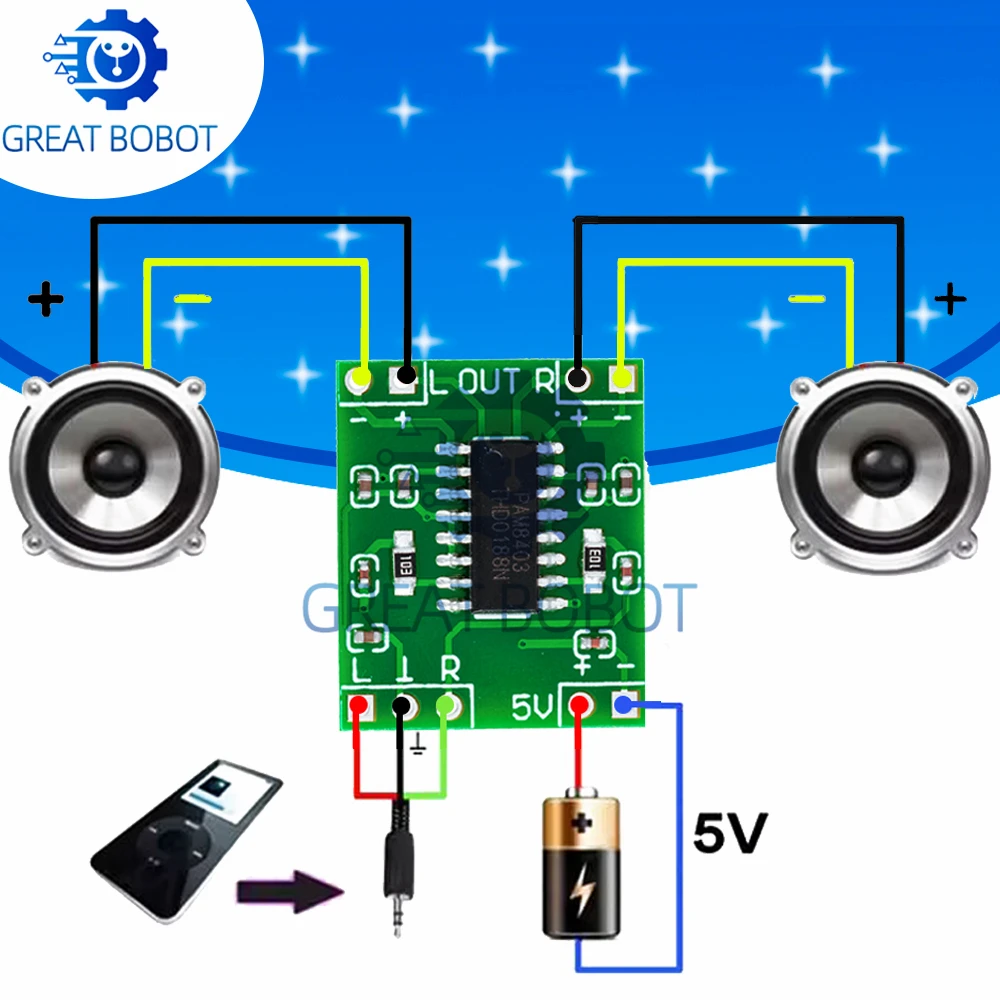 1 ~ 10 Uds PAM8403 Super mini placa amplificadora digital 2*3W Clase D placa amplificadora digital eficiente 2,5 a 5V fuente de alimentación USB