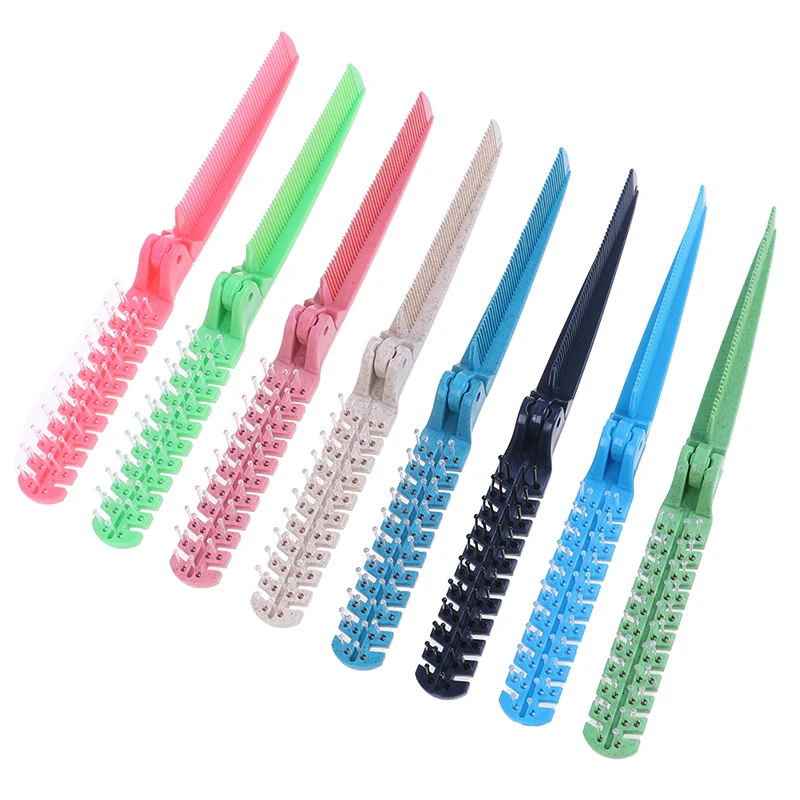 Women Travel Portable DIY Hair Beauty Plastic Comb Massage Brush Double Headed Toothed Foldable Hair Comb Hairdressing Tools