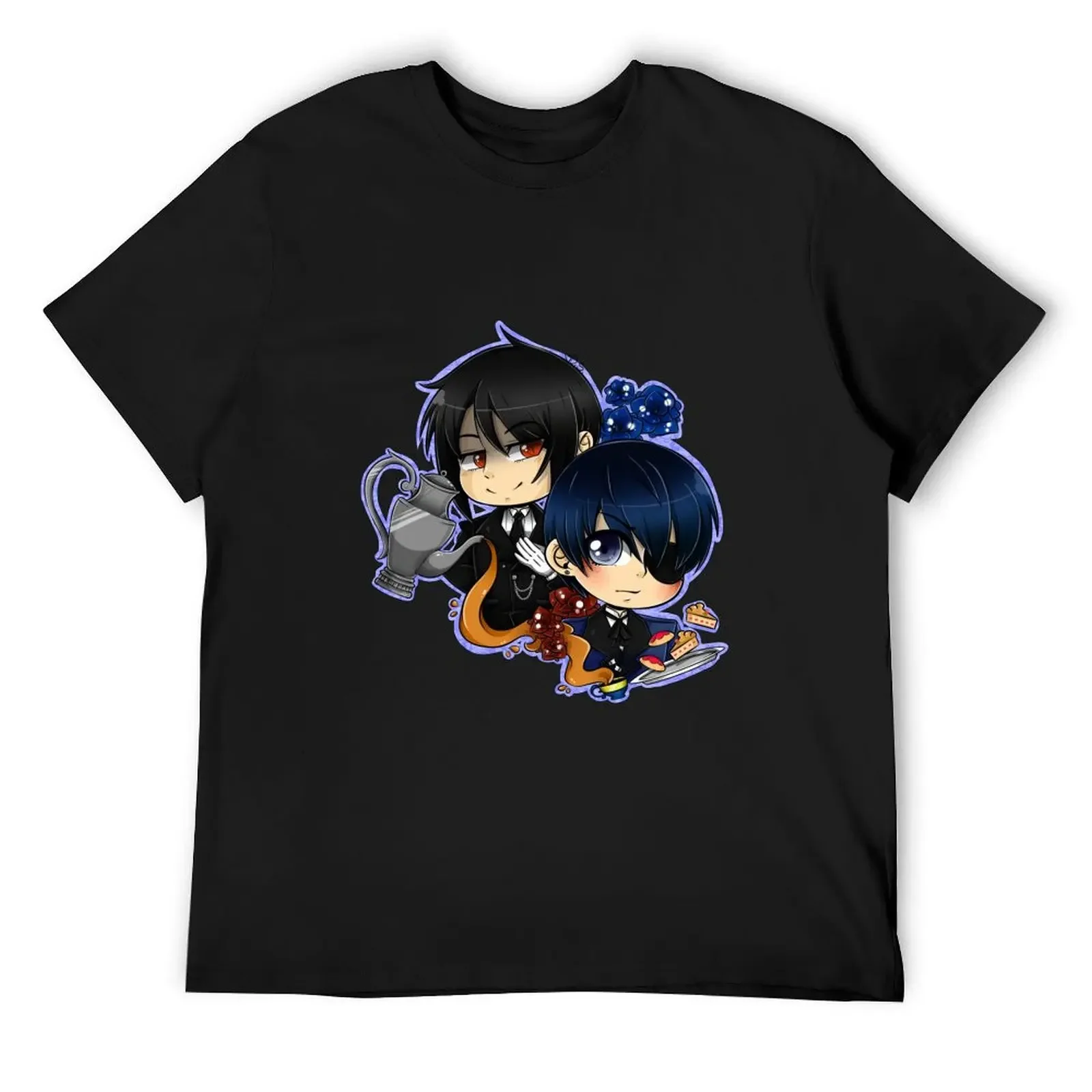 Ciel and Sebastian T-Shirt vintage anime shirt blanks workout shirts for men