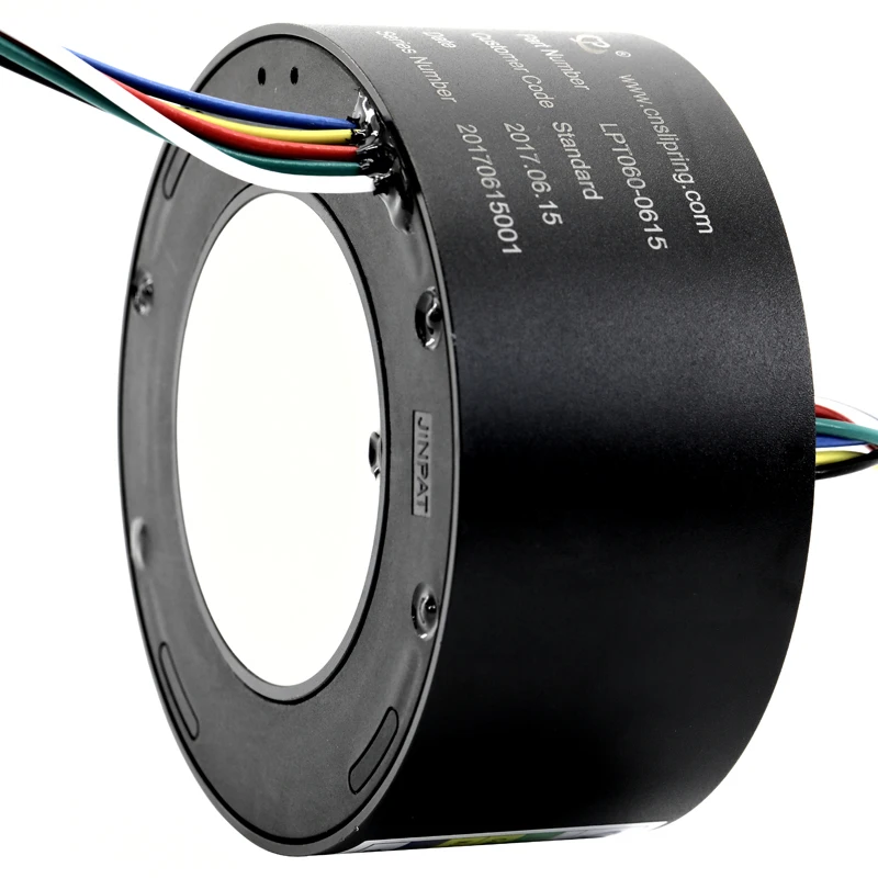 JINPAT LPT060-2415 Electronic Accessories Cable Reel Slip Ring with 60mm Big Bore 24 Circuits Routing 15a Per Wire 200rpm