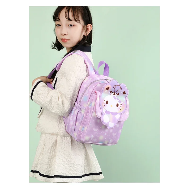 Sanrio Hello Kitty Student Schoolbag, cachorro de jade pendurado, mochila infantil bonito dos desenhos animados, leve e grande capacidade, nova mochila M