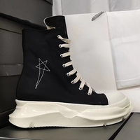 24ss Designer Brand Rick Canvas Shoes Pentagram Embroidery Owens Shoes For Women Lace-up Height Increasing RO Male Sneakers