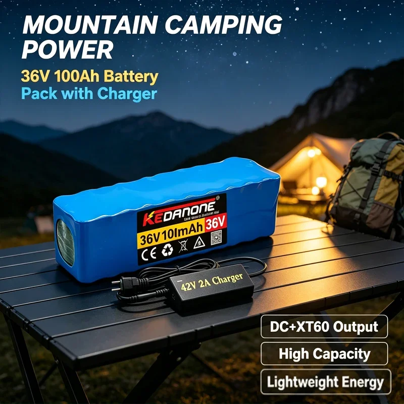 Neuer 36V 100Ah 1000W 10S4P DC/T DC/XT60 100Ah Lithium-Ionen-Akkupack für 42V Elektrofahrrad und -roller mit BMS