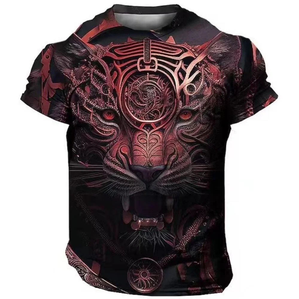 Summer Casual T Shirt Animal Pattern Top Domineering Lion 3D Print Men's T ShirtsHarajuku Man Short Sleeve Oversized Streetwear