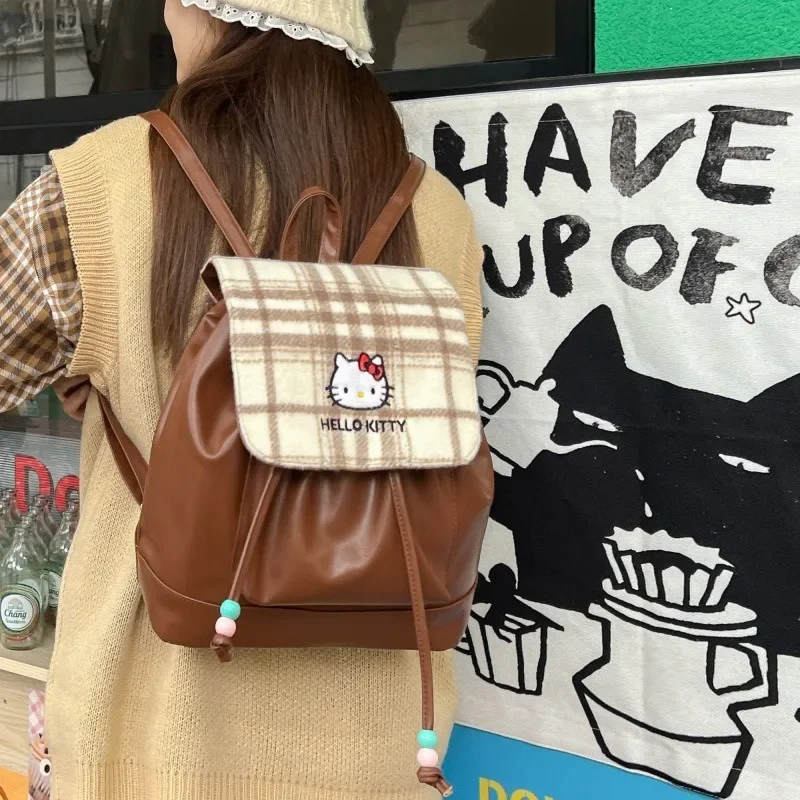 

Xiuya Casual Backpacks for Women Hello Kitty Small Vintage Fashion Cute Y2k Backpacks Embroidery Designer Korean Popular Bag