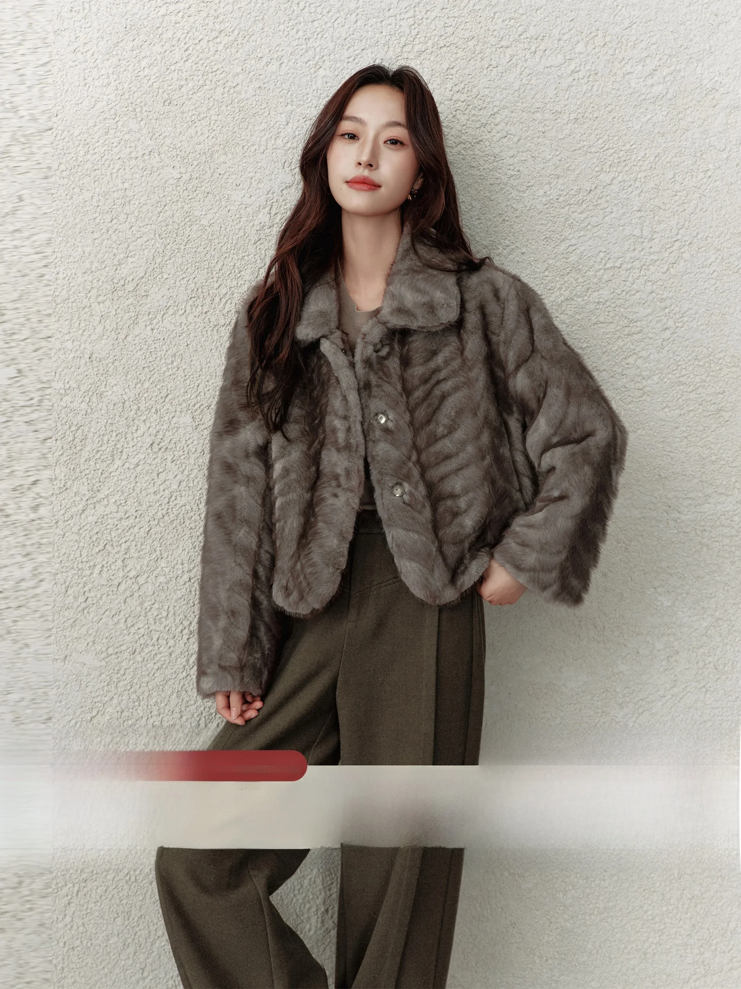 

Женская теплая шуба из искусственного меха с откидным воротником, экологичная, повседневная, из полиэфирного волокна, на молнии, длинная