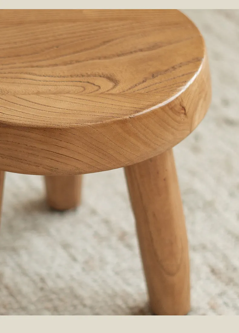 For Vintage Elm Stool, Wabi-Sabi Multi-Purpose Low Chair for Living Room