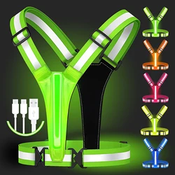 Reflective Vest Adjustable Clothing High-Visibility Safety 3 Lighting Modes LED Running Gear Children Night Men