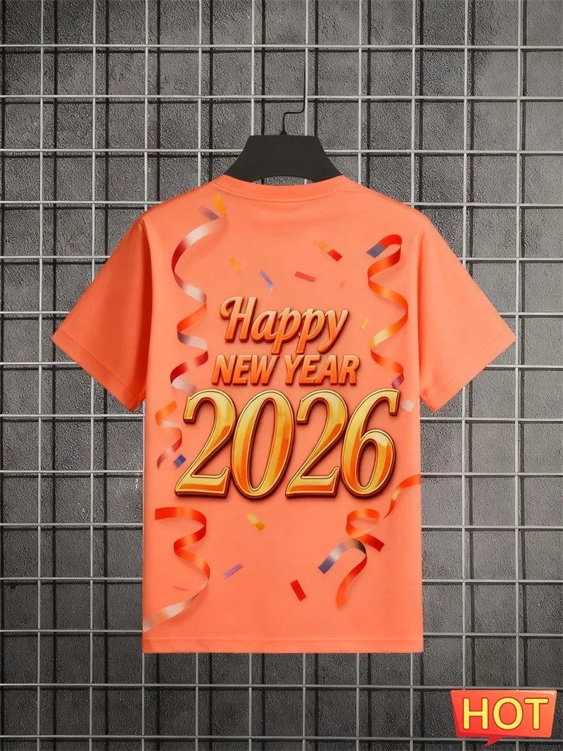 2026 السنة الجديدة الألعاب النارية الجرافيك تي شيرت موضة الرجال النساء قصيرة الأكمام ثلاثية الأبعاد مطبوعة تي شيرت فضفاض تنفس طاقم الرقبة تيز القمم #4