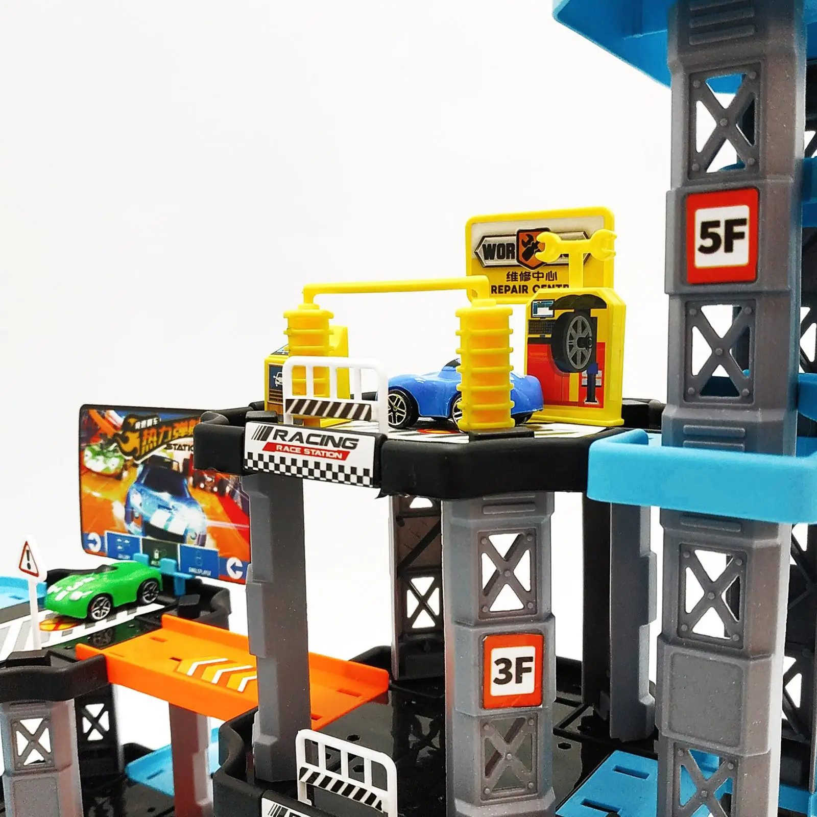 Bricolage assembler piste course voiture jouet motricité Fine Playset véhicules pour enfant 62 pièces