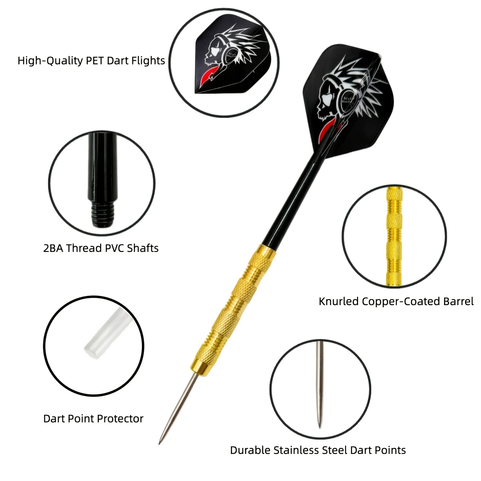 3 Pieces of 14g Professional Steel Pointed Darts, Hard Steel Pointed Darts, Rolled Copper Barrel, Multiple Styles to Choose from
