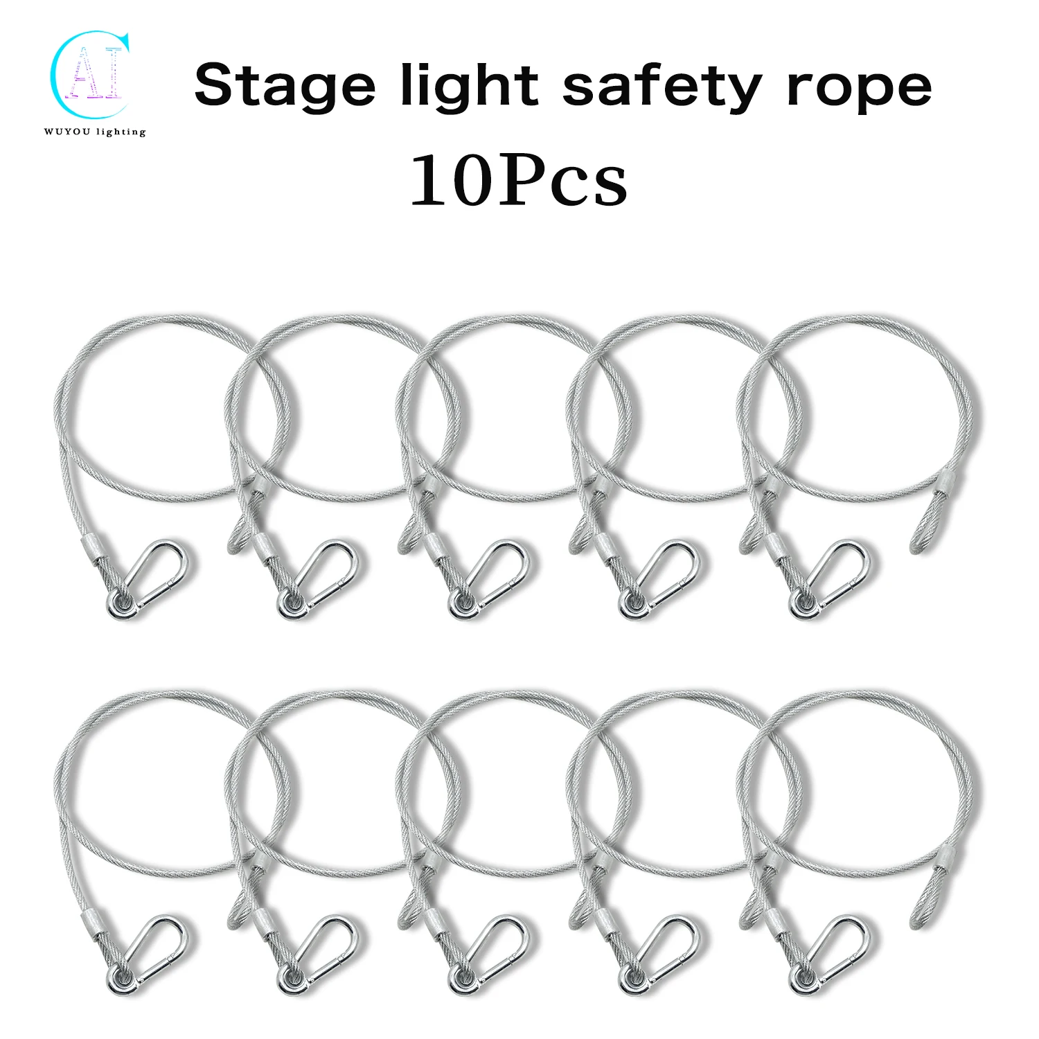 10Pcs/Lots 3MMx700MM Safety Rope Wire Stage Pawn Light Moving Head Light Safety Rope Safety Load 20kg Safety Cable Stage Light