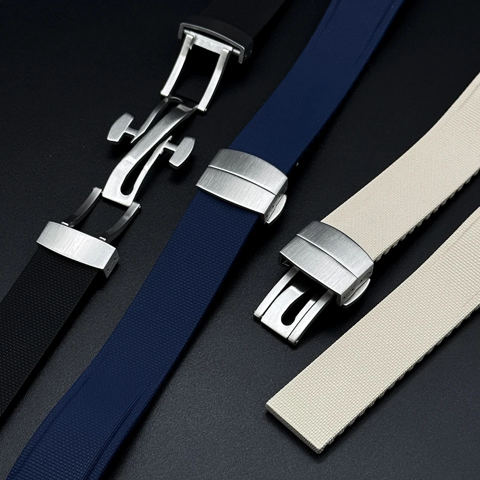 Rundes Gebogenes Uhrenarmband 20mm 21mm 22mm Wasserdichtes FKM Gummi Uhrenband für Herren und Damen, Passend für Omega Longines Seiko – Detail 3