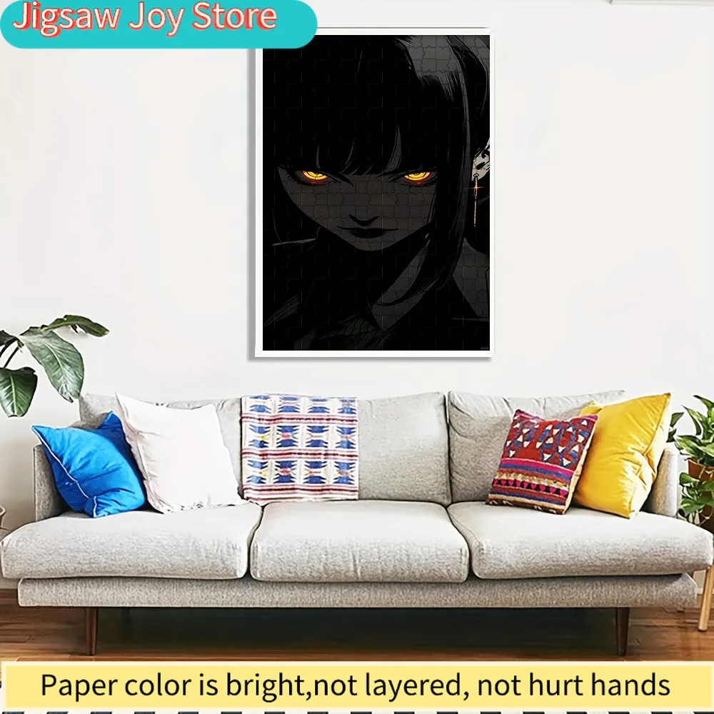 

Spy x Family Yor Forger Intense Gaze Paper Puzzle, Dark Anime Art Featuring Yor Forger with Striking Yellow Eyes, Premium Paper