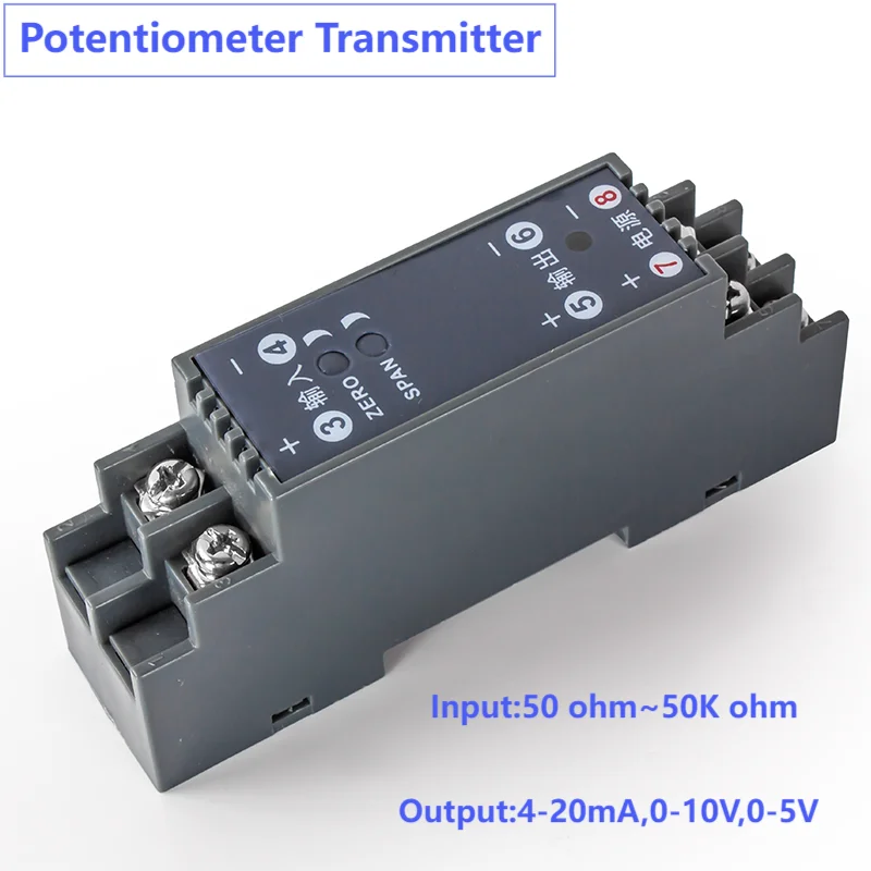 Potentiometer Signal Isolation Transmitter Conversion Current Analog Module Slip Wire Resistance 0-50Kohm to 4-20mA 