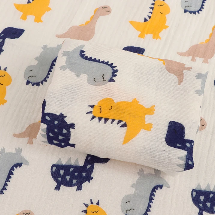 135cmx100cm Dinosaur Cotton cloth double gauze fabric cotton crepe seersucker children's clothing pants soft and breathable