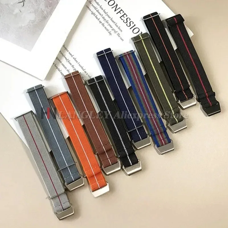 18/20/22mm Französische Truppen Fallschirmband Elastisches Nylon-Uhrenarmband für Rolex für Seiko für Omega für Smartwatch Herren-Armbänder