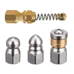 Stainless Steel Sewer Drain Pipe Jetter Cleaning Nozzle For G 1/4 High Pressure Washer Hose