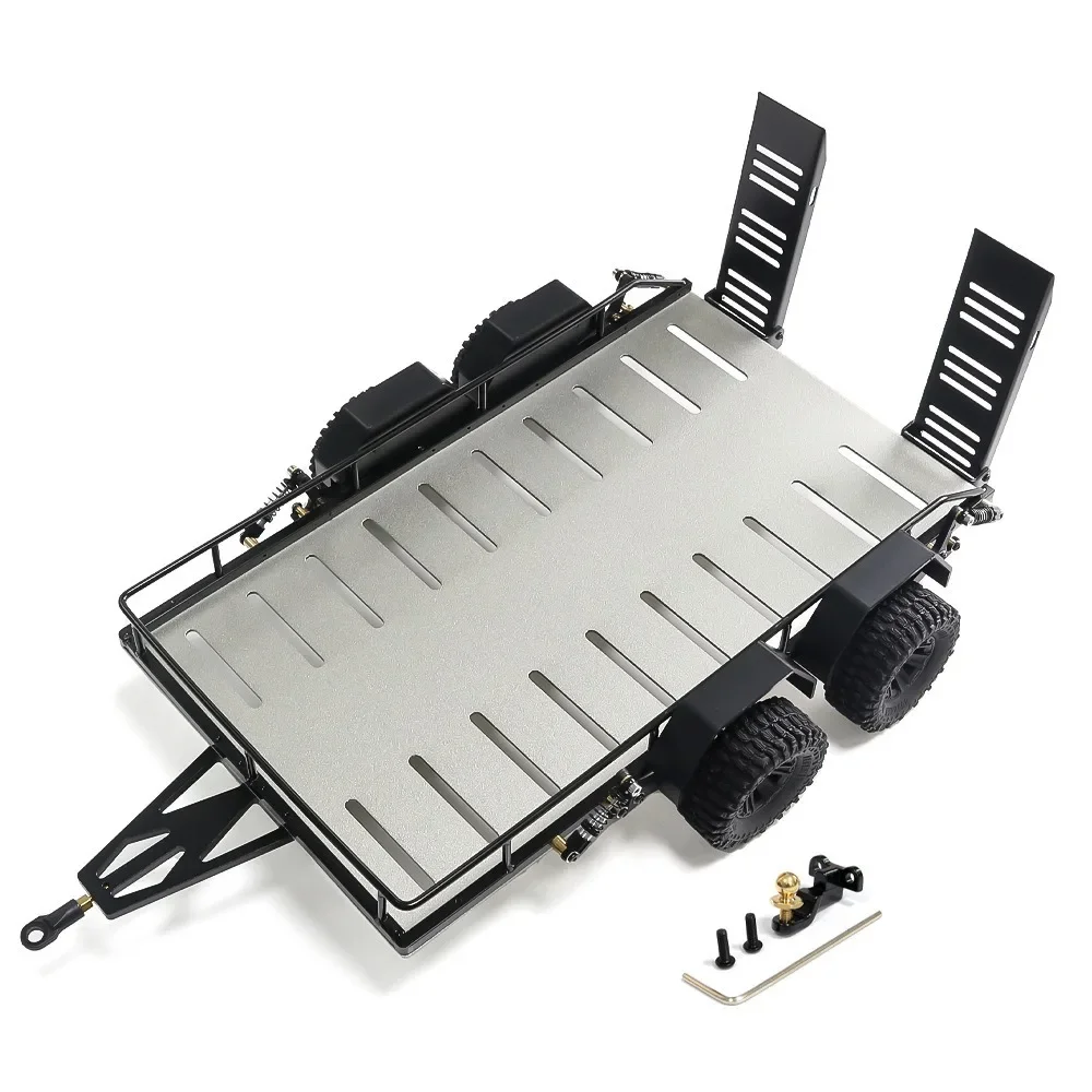 

1/18 Trxs TRX4M Defender 4WD Dual-Wheel Tow Trailer – No-Drill Installation, Realistic Towing Accessory for RC Cars ﻿