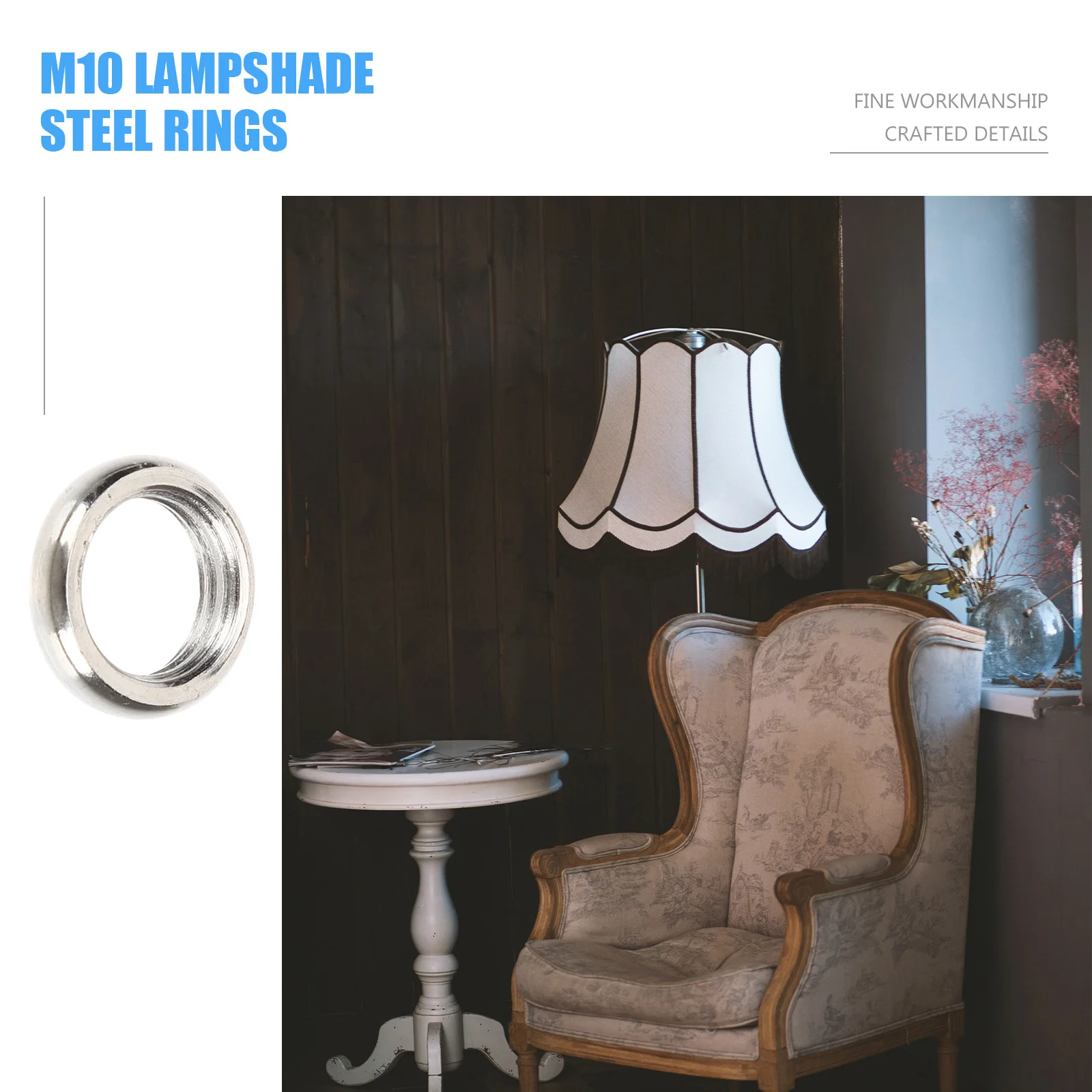 

50Pcs M10 Round Nut Steel Lamp Shade Collar Ring Replacement Light Holder Easy Install Threaded Lamp Cover Retainer for Socket