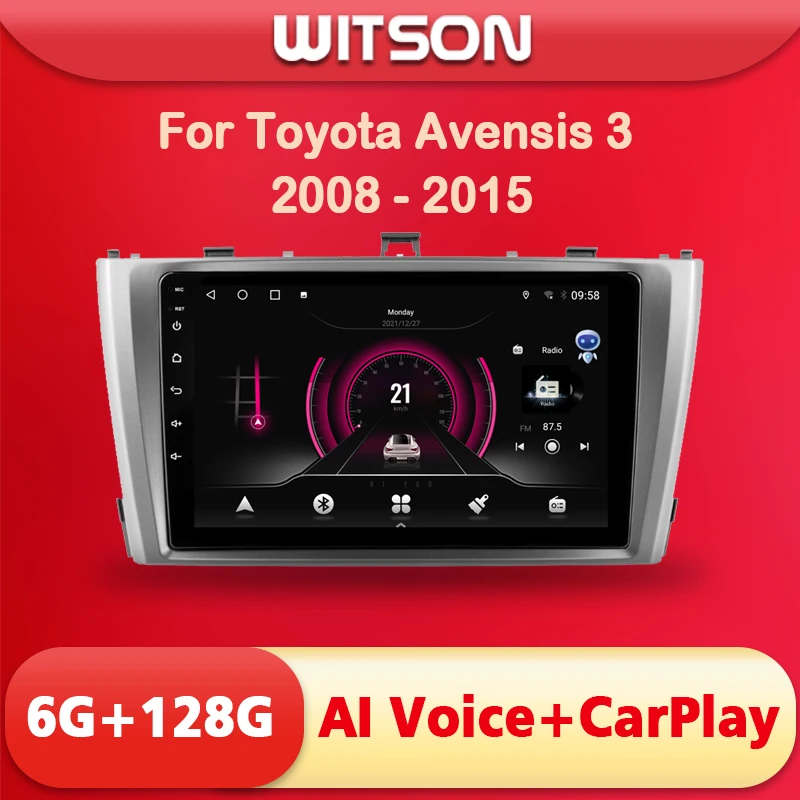 WITSON AI VOICE Android 11 Car Radio Multimedia For Toyota Avensis 3 2008 2009 2010 2011-2015 2din Wireless CarPlay 4G Modem