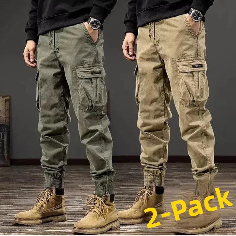 Japanese Sle Heavyweight Waed Pure Cotton Multi-ket Work Pants Men's Spring Autumn Loose Trendy Brand Cuffed Nine-Piec...