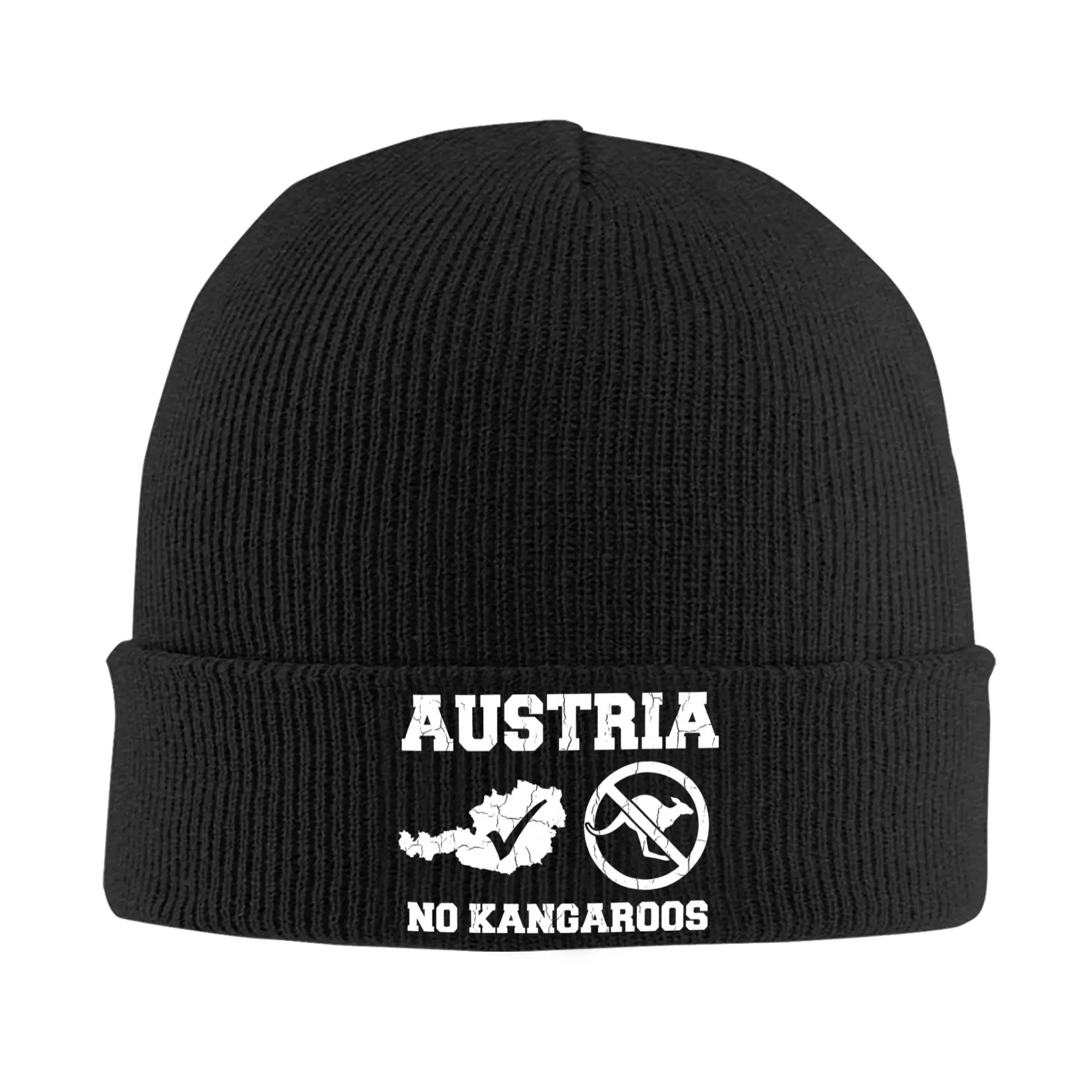 No Kangaroos in Austria Funny Knitted Hat Women Men Skullies Beanies Autumn Winter Hip Hop Hats Acrylic Australia Warm Melon Cap