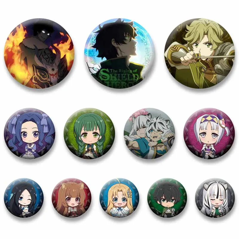 The Rising of The Shield Hero Raphtalia Badge Cartoon Role Playing Enamel Pins Anime Naofumi Iwatani Brooch for Bag Hat Jewelry