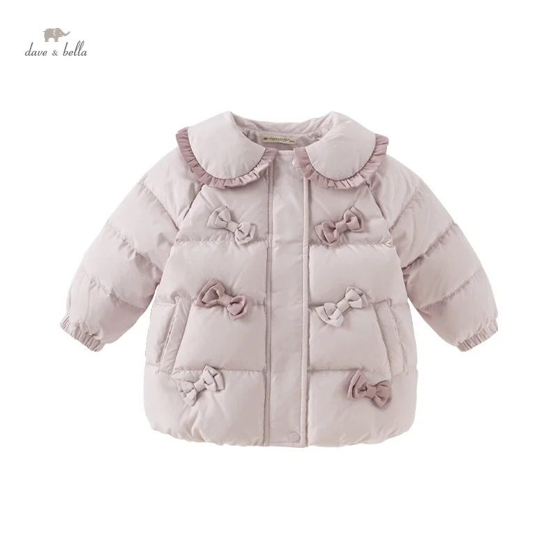 Dave Bella Children Girls Baby Tops Outerwear 2024 Winter White Duck Down GIrls Clothes Overcoat Parkas Outdoor Warm DB4242544