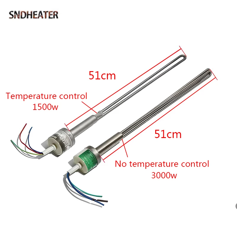 SNDHEATER Солнечный резервуар для воды Нагревательная трубка 220 В 51 СМ Электрический нагревательный элемент с боковой вставкой типа G1/2 дюйма (22 мм) Зарезервированное отверстие с чашкой