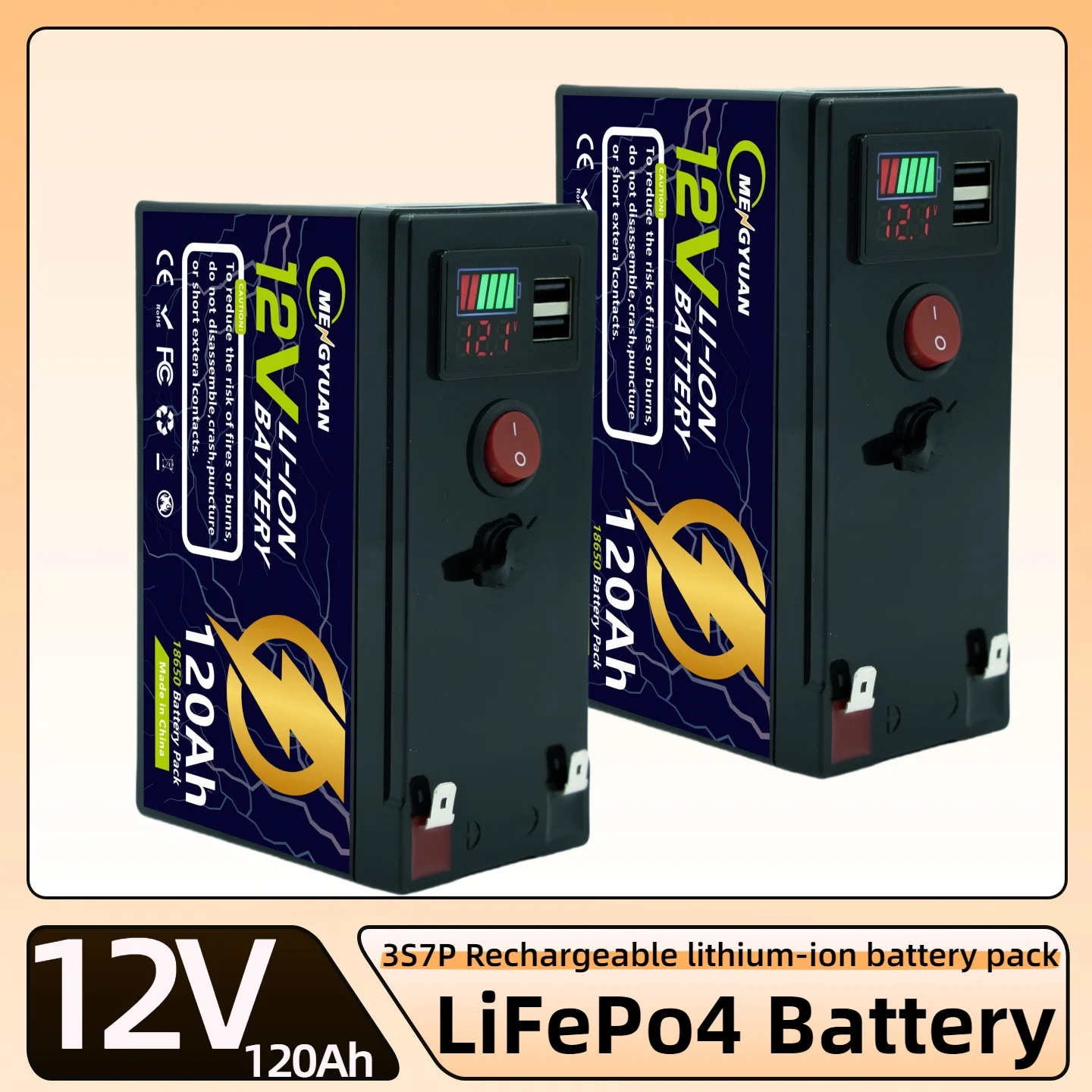 

12V 120Ah Lithium LiFePO4 Deep Cycle Battery for Solar,Fish FinderPower Wheels, LightingOff-Grid Applications Built-in BMS