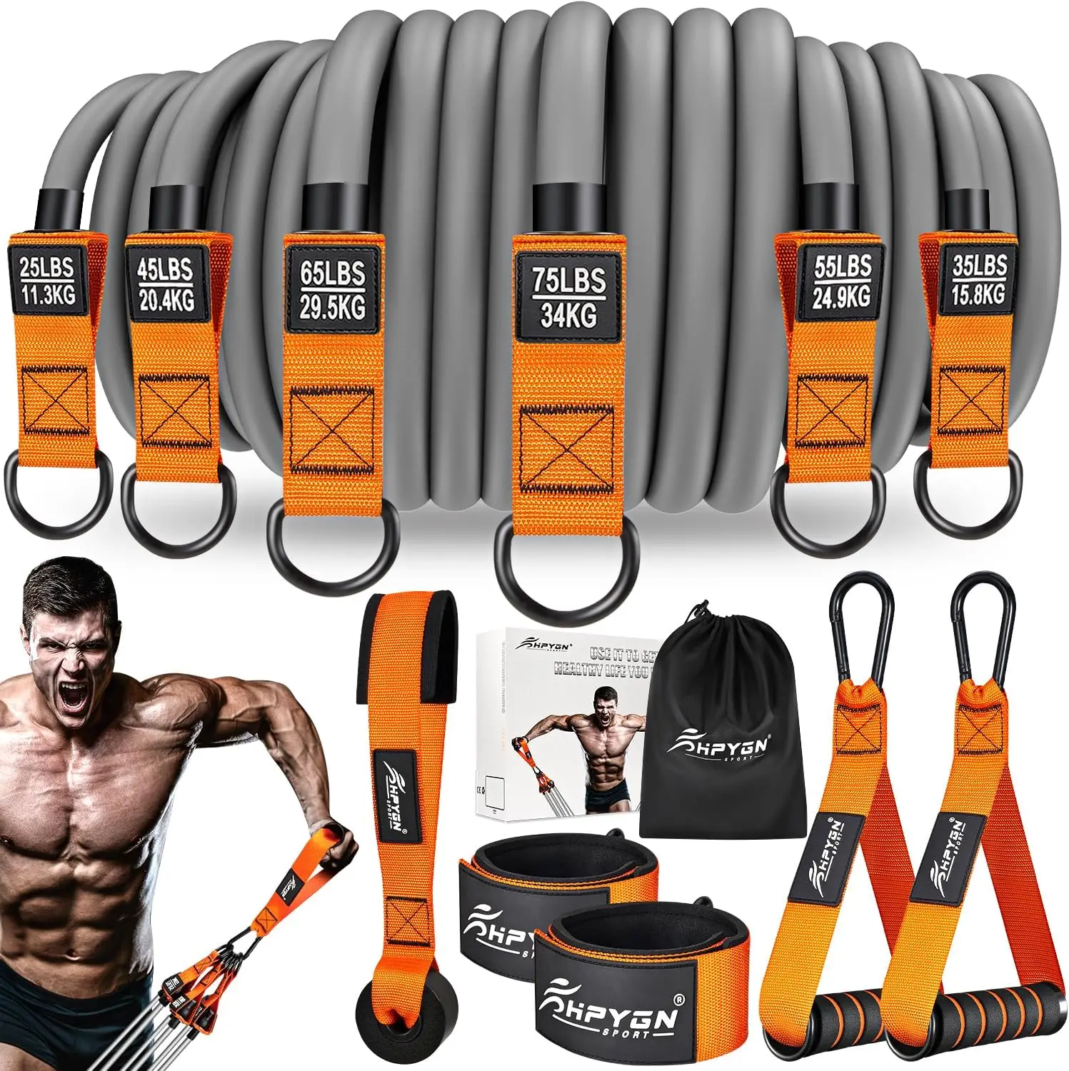 Bands with Handles - Heavy Duty Fitness Bands for Strength Training, Slim, Yoga, Home Gym Equipment