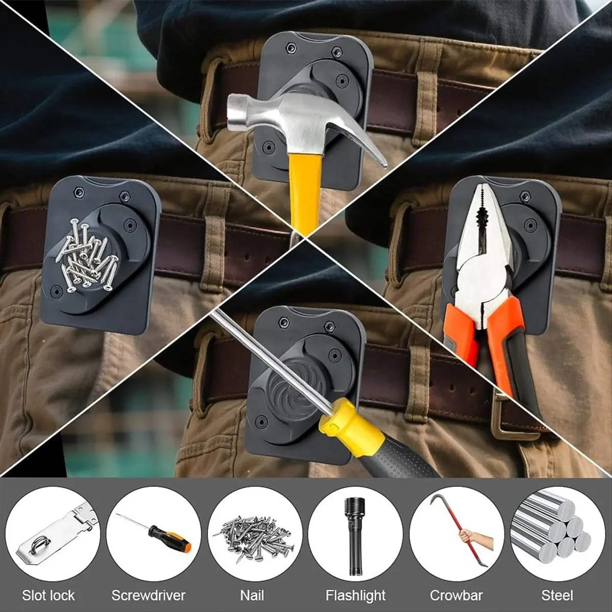 Magnetic Tool-Holder, with Strong-Magnet & Keychain, Magnetic Belt Clip -for Screws, for Electricians, Plumbers