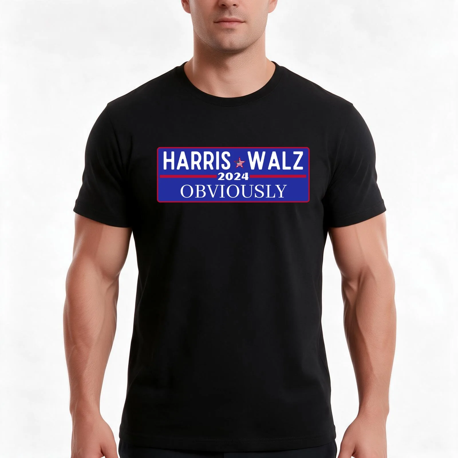 Harris walz 2024 obviously kamala harris funny T-Shirt Summer Casual Cotton Tee Oversized Streetwear Tops Unisex Men Women