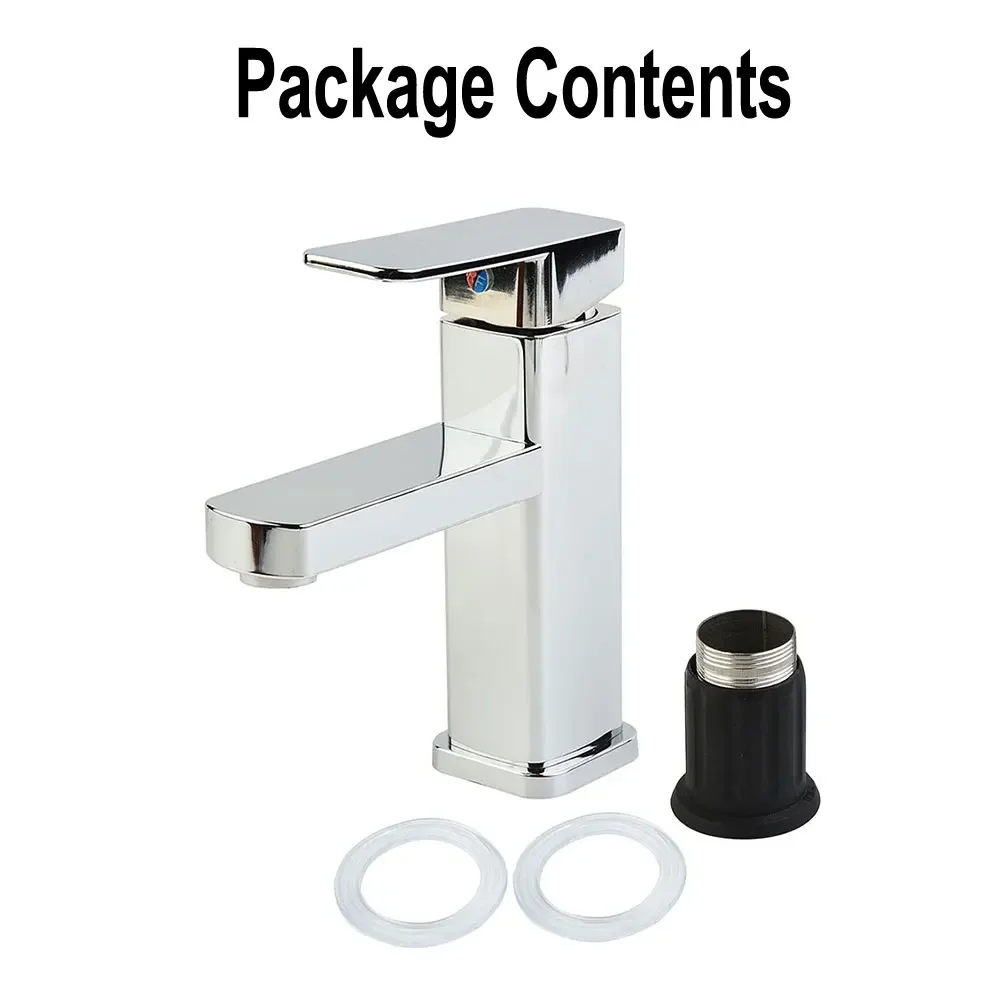 Basin Sink Bathroom Faucet Deck Mounted Hot Cold Water Basin Mixer Taps Fashion Silver Modern Filler Lavatory Sink Tap